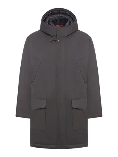 Fay Archive Long Jacket In Technical Fabric In Black