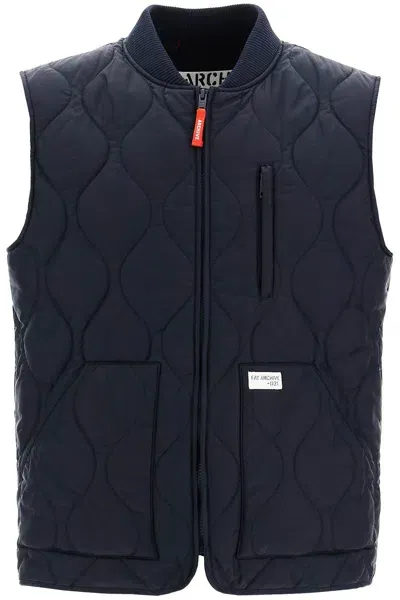 Fay Archive Quilted Nylon Vest In Blue