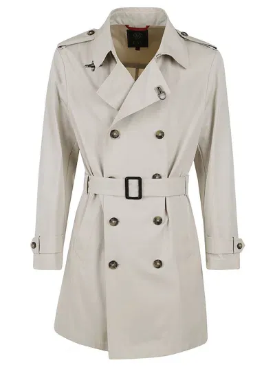 Fay Belted Double-breasted Trench In White