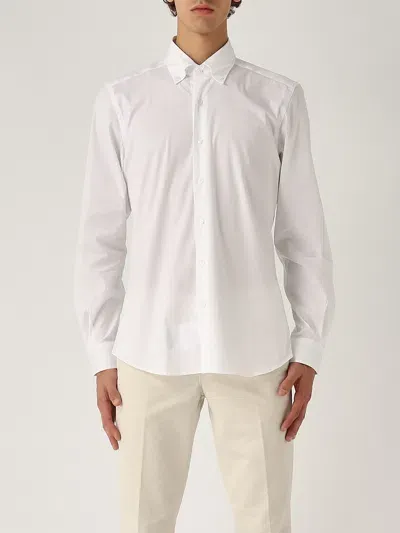 Fay Camicia Button Down Stretch Shirt In White