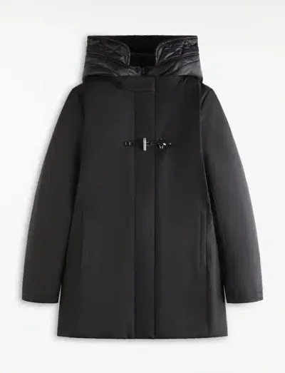 Fay Toggle Coat In Technical Gabardine In Black