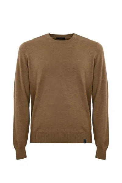 Fay Crew-neck Pullover In Topo