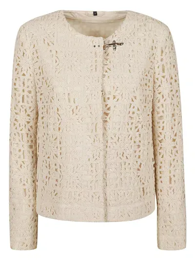 Fay Crochet Cardigan In Neutral