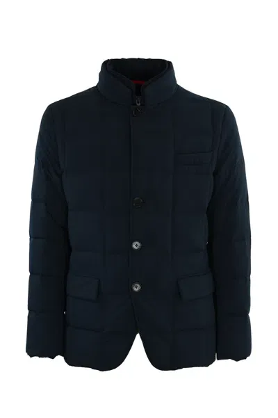 Fay Double Front Jacket In Carded Flannel In Blu