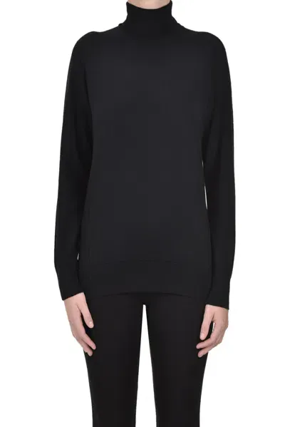 Fay Extrafine Wool Turtleneck Pullover In Black