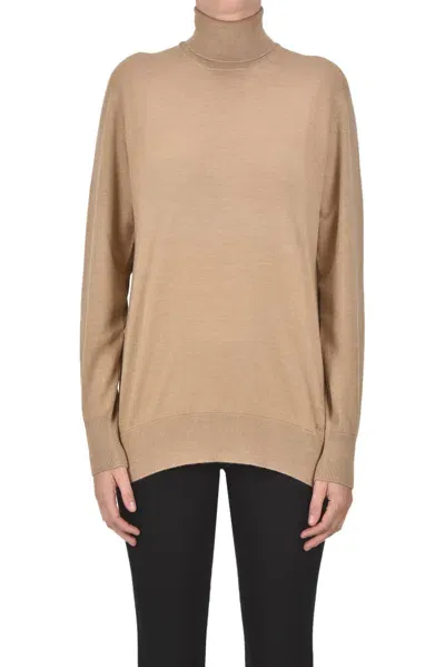 Fay Extrafine Wool Turtleneck Pullover In Camel