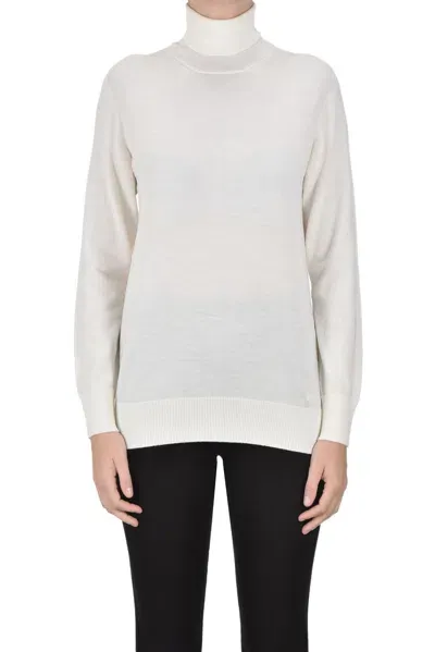 Fay Extrafine Wool Turtleneck Pullover In Ivory