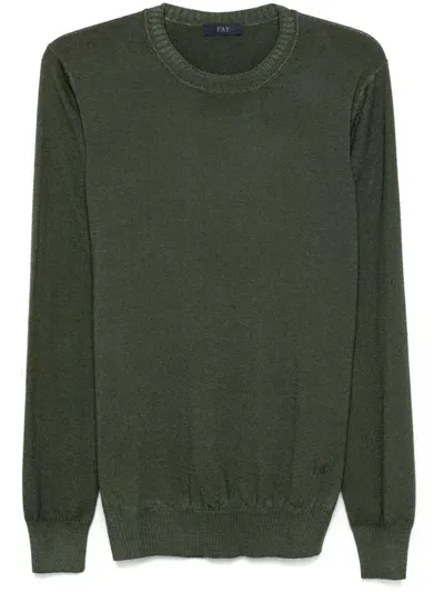 Fay Fine-knit Sweater In Green