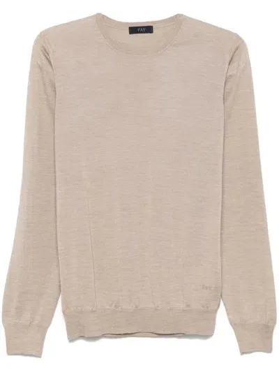 Fay Fine-knit Sweater In Neutrals