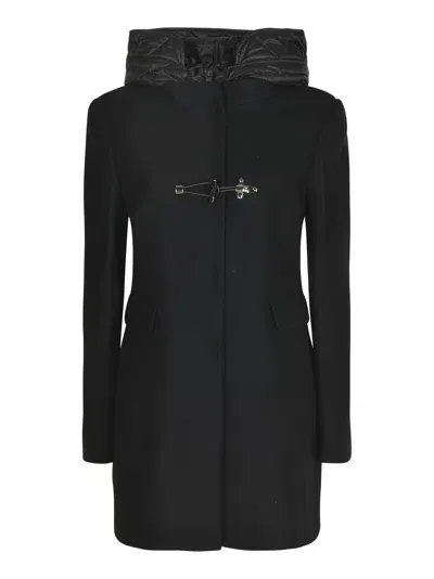 Fay Hooded Toggle Coat In Black