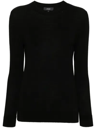 Fay Logo-embroidered Sweater In Black