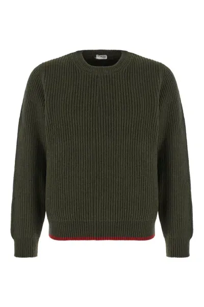 Fay Military Green Wool Sweater In Verde