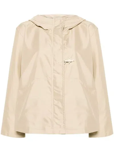 Fay Hooded Technical-poplin Parka In Beige