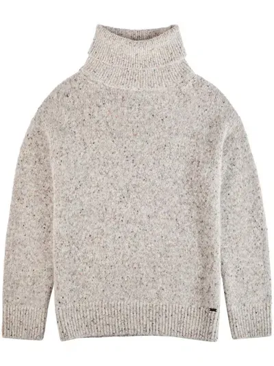 Fay Roll-neck Knitted Jumper In Beige