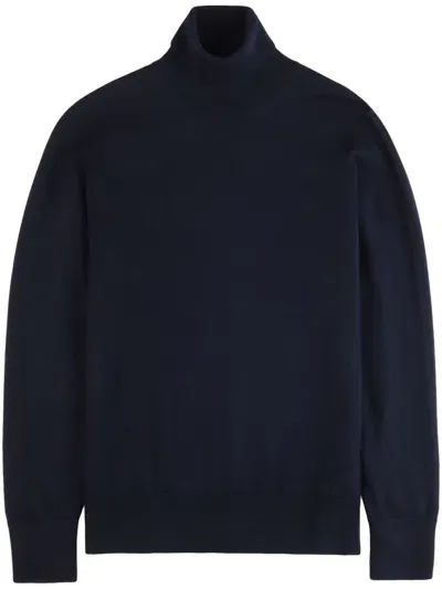 Fay Roll-neck Wool Jumper In Blue