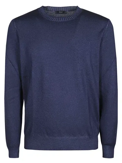 Fay Round Neck Sweater In Navy