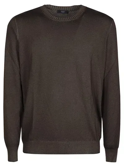 Fay Round Neck Sweater In Caffe`