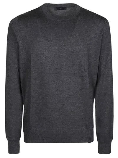 Fay Round Neck Sweater In Grey