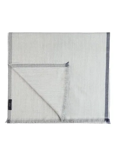 Fay Scarf In Grey Pure Wool In (grigio Mouse)(blu)