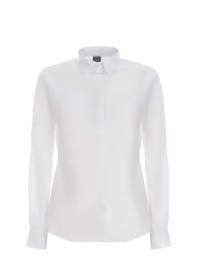 Fay Stretch Cotton Shirt In Bianco