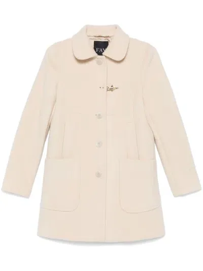 Fay Single-breasted Coat In White