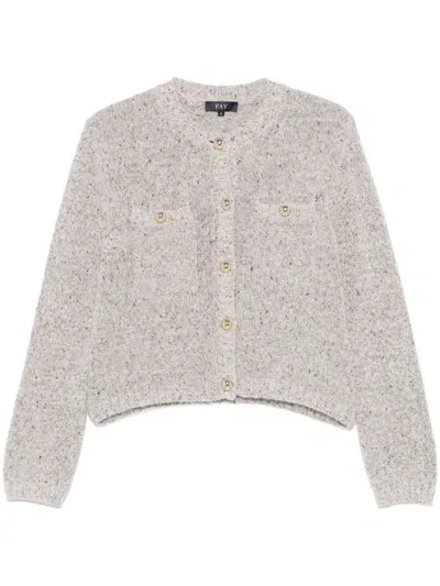 Fay Speckle-knit Cardigan In Neutral