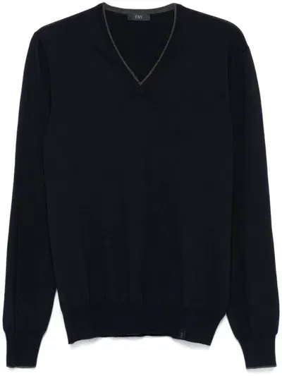 Fay V-neck Sweater In Blue