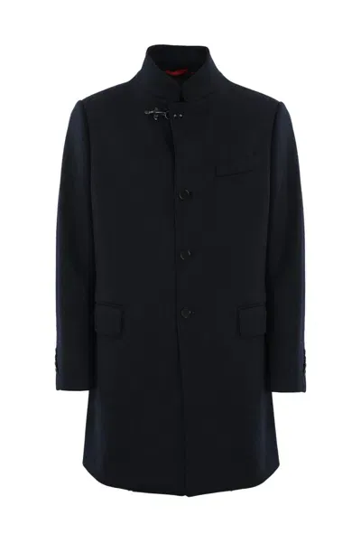 Fay Wool Coat With Hook In Blu