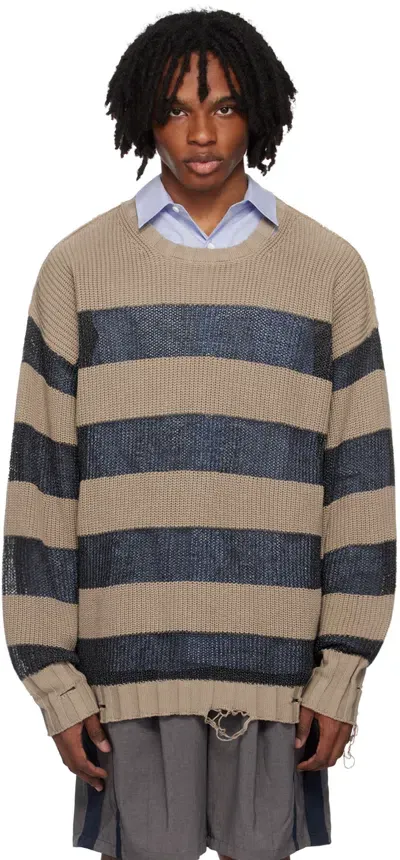 F/ce Beige Border Crash Sweater