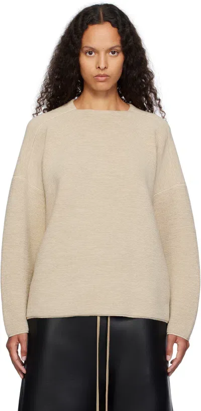 Fear Of God Beige Ottoman Straight Neck Sweater In Tan