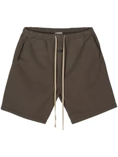 Fear Of God Logo-patch Track Shorts In Brown