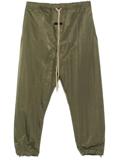 Fear Of God Crinkled-finish Track Pants In Green