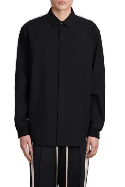 Fear Of God Hidden Placket Button-up Shirt In Black