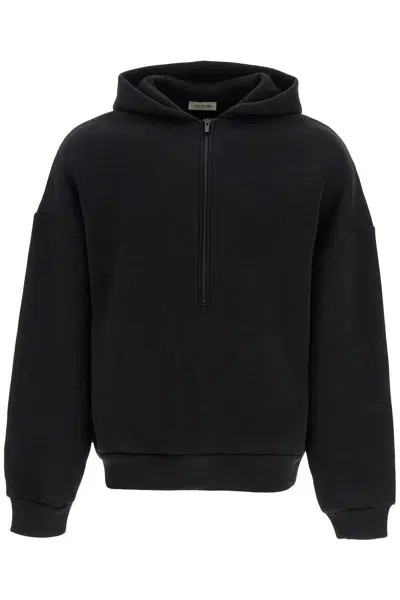 Fear Of God Hooded Sweatshirt With Half Zip In Black