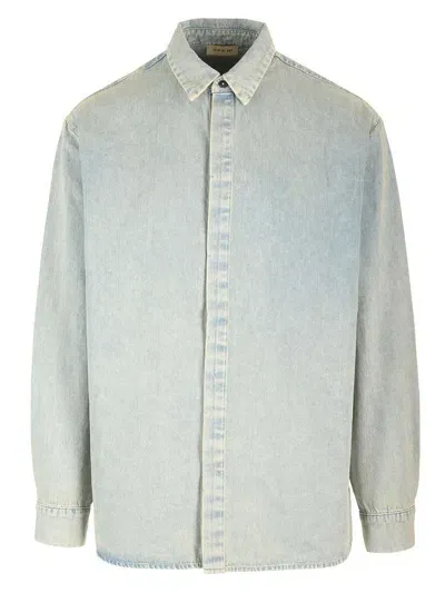 Fear Of God Long Sleeved Denim Shirt In Blue