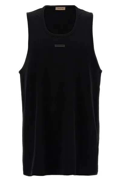 Fear Of God Men Leather Logo Patch Tank Top In Black