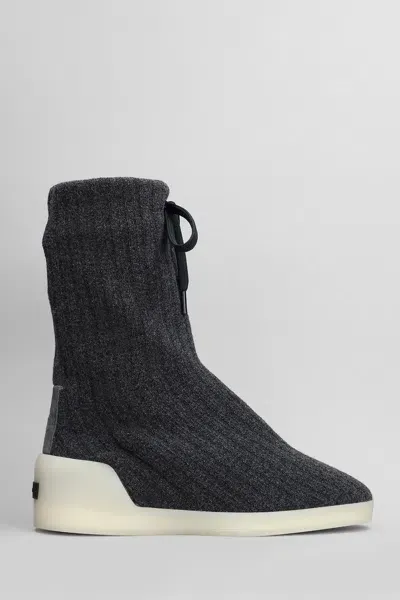 Fear Of God Moc Knit High Ankle Boots In Black Wool