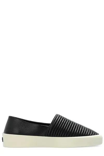 Fear Of God Padded Leather Slippers In Black