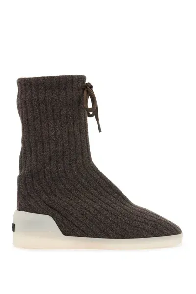 Fear Of God Gray Moc Knit High Sneakers In Brown