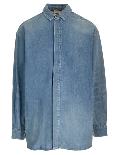 Fear Of God Vented Denim Shirt In Light Blue