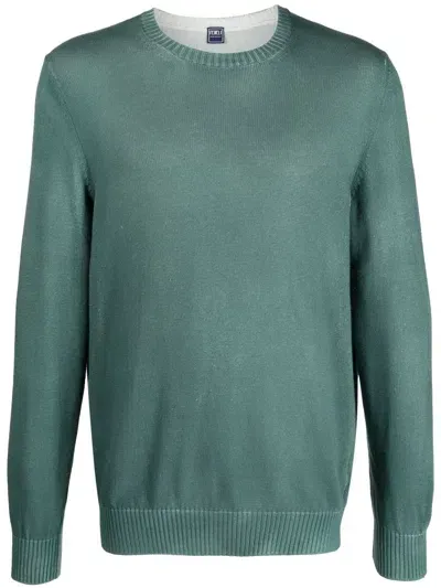 Fedeli Crew Neck Cashmere Jumper In Green