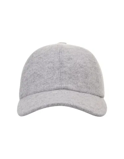 Fedeli Grey Cashmere Felt Baseball Hat