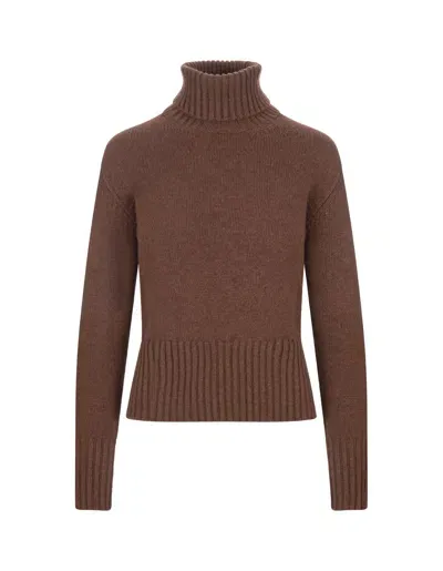 Fedeli Hazelnut Cashmere Derby Turtleneck Sweater In Brown