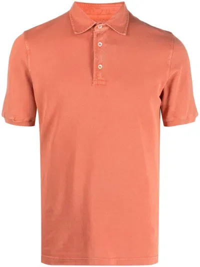 Fedeli Jersey Short-sleeved Polo Top In Orange