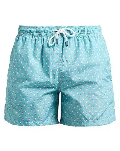 Fedeli Penguin-print Swim Shorts In Blue