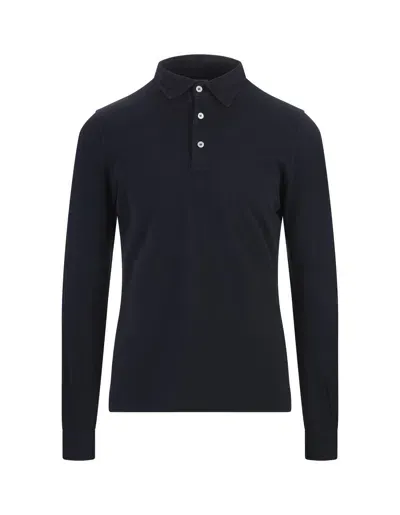 Fedeli Fine-knit Cotton Polo Shirt In Blau