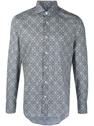 Fedeli Paisley Print Buttoned Shirt In Grau