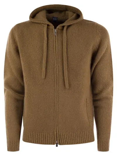 Fedeli Pure Cashmere Hooded Cardigan In Brown