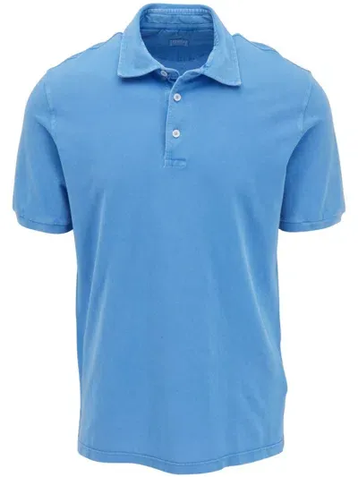 Fedeli Short-sleeve Cotton Polo Shirt In Blue