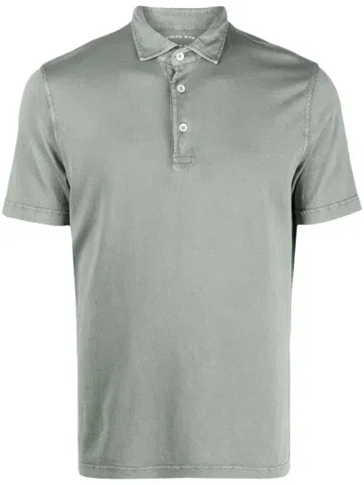 Fedeli Short-sleeved Cotton Polo Shirt In Grün